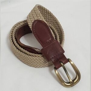 Men's Pinehurst Putter Boy Tan Braided Nylon And Brown Leather Belt Size Large